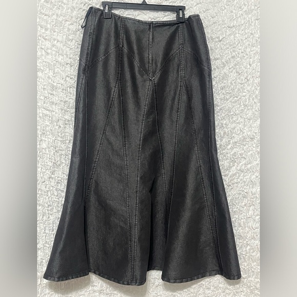 NEWPORT NEWS JEANOLOGY VINTAGE GRUNGE MERMAID HEM DARK GRAY DENIM SKIRT, SIZE 14 - Picture 1 of 7